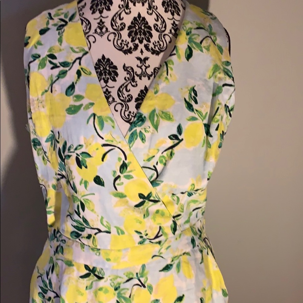 1901 Tie Front Lemon Print Mini Dress - Picture 6 of 14